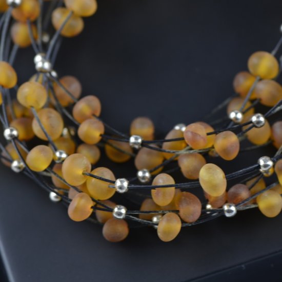 Raw cognac amber beads bracelet with wire